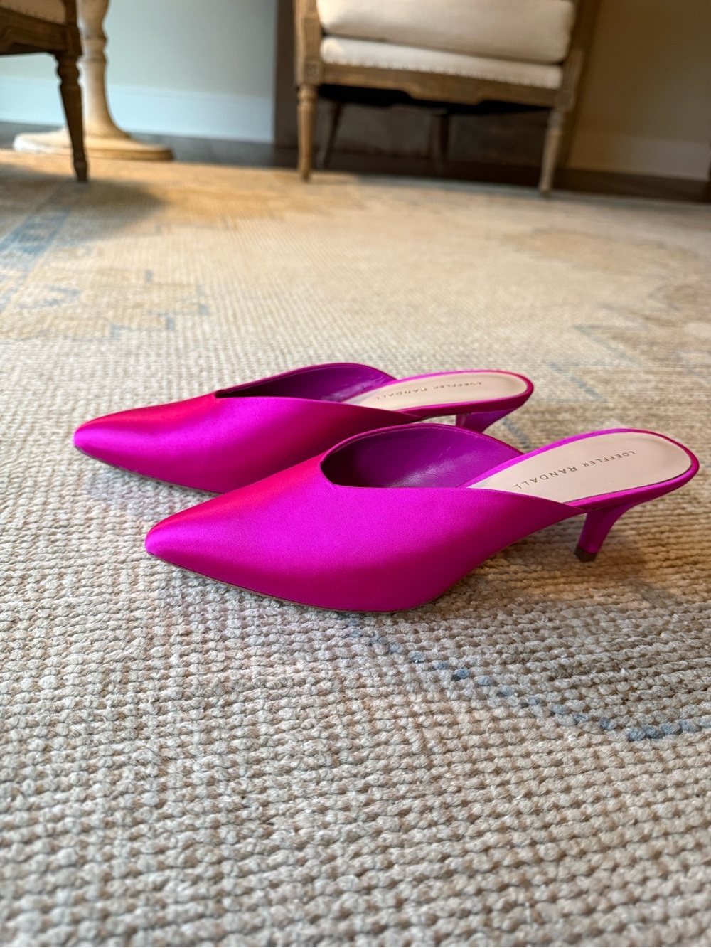 Loeffler Randall Women's Bright Fuchsia Satin Pointed Mule - Picture 5 of 6